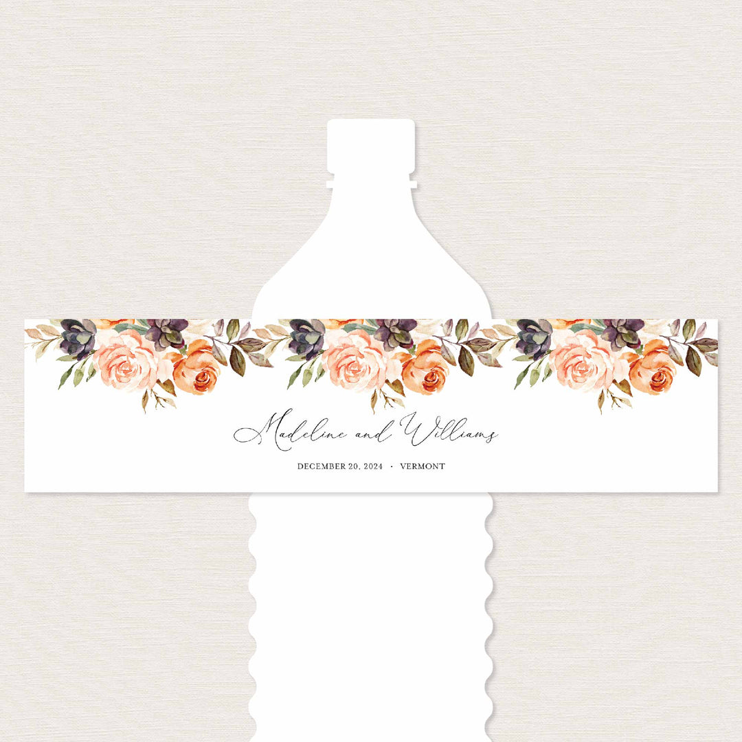 Autumn Garden Wedding Water Bottle Label Printable