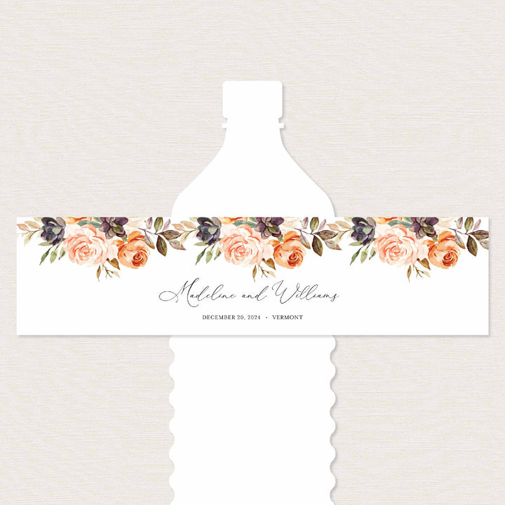 Autumn Garden Wedding Water Bottle Label Printable