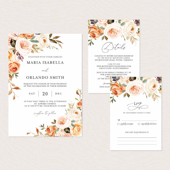 Autumn Garden Wedding Suite Printable