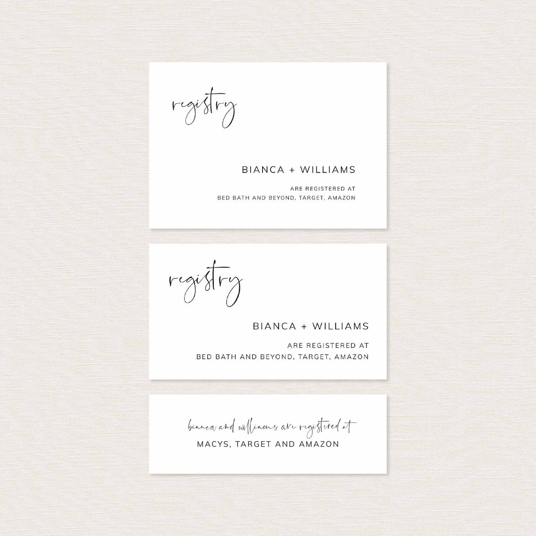 Modern Minimal Wedding Registry Card Printable