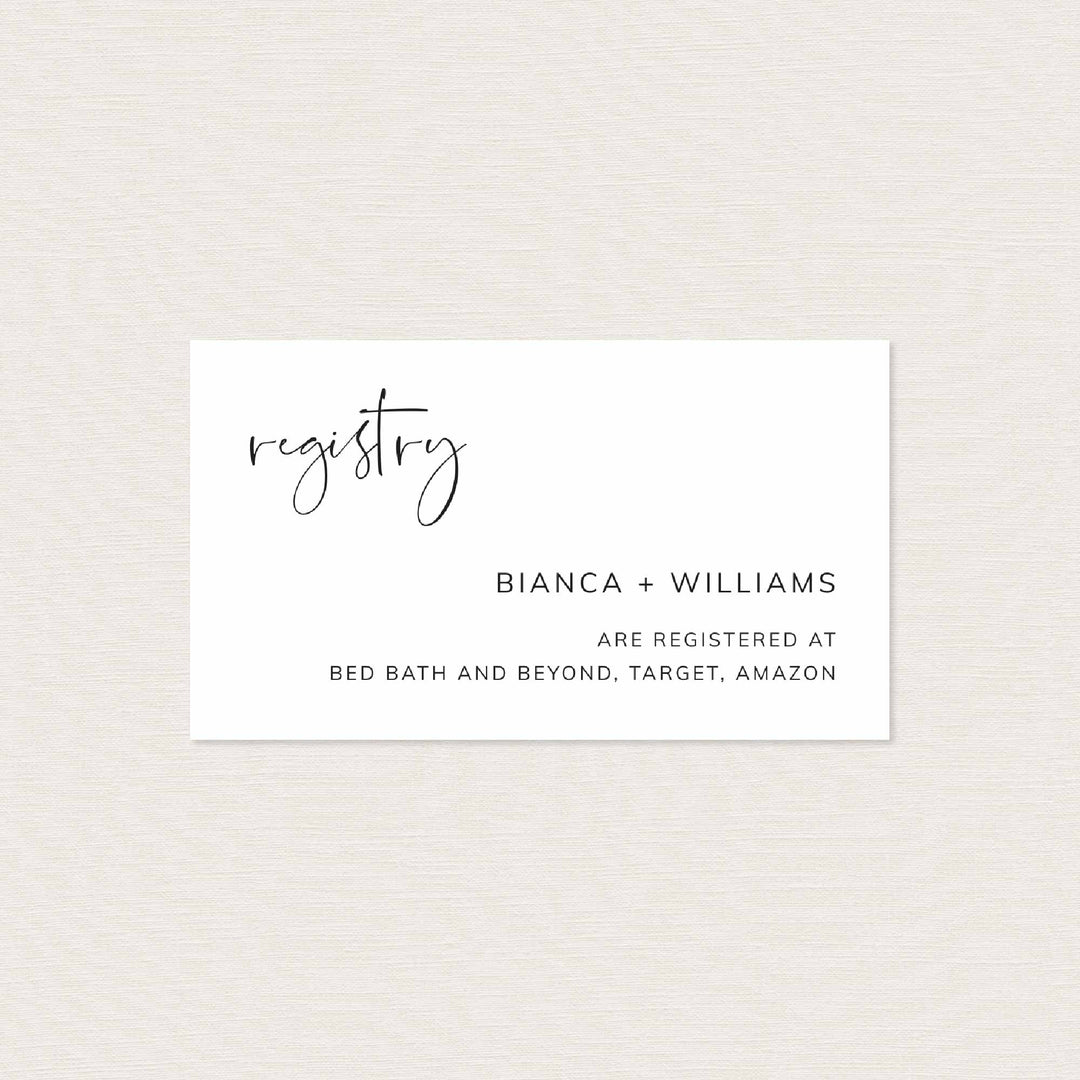 Modern Minimal Wedding Registry Card Printable