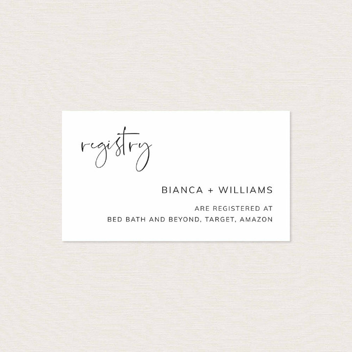 Modern Minimal Wedding Registry Card Printable