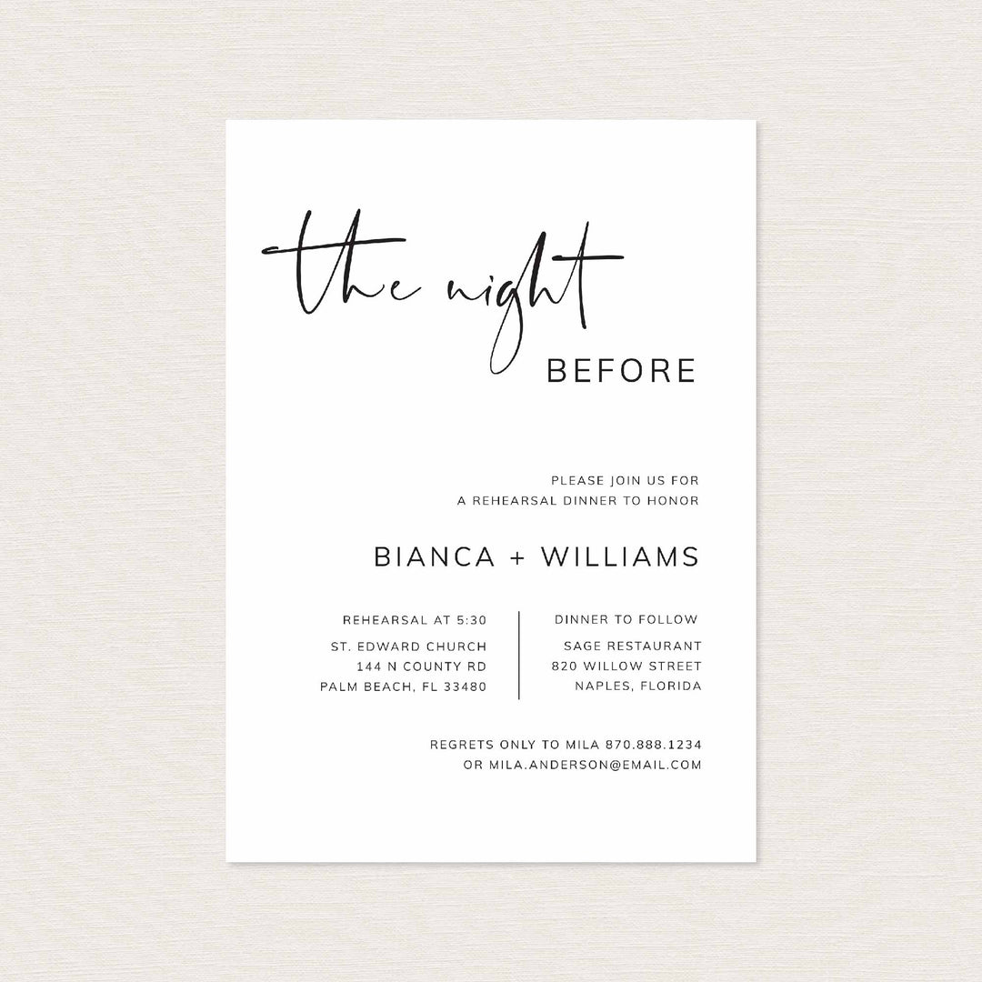 Modern Minimal Wedding Rehearsal Dinner Invitation Printable