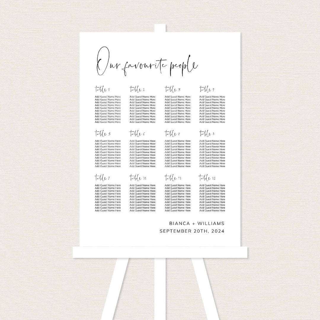 Modern Minimal Wedding Seating Chart Sign Printable