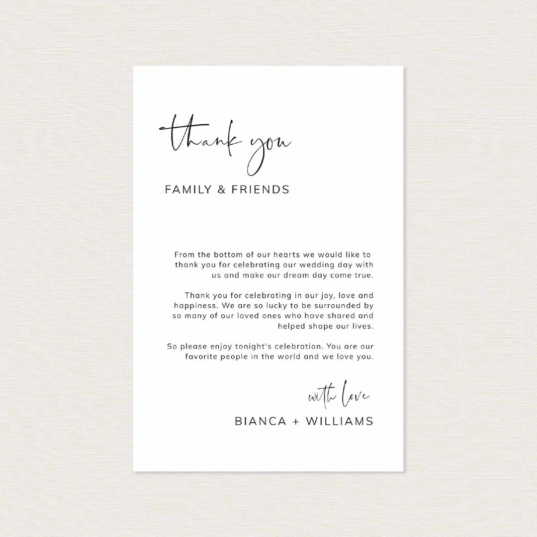 Modern Minimal Wedding Thank You Note Printable