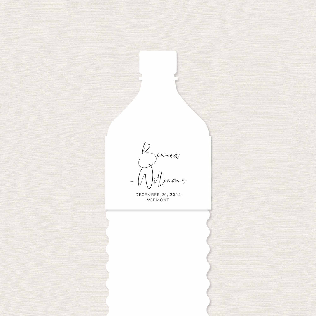 Modern Minimal Wedding Water Bottle Label Printable