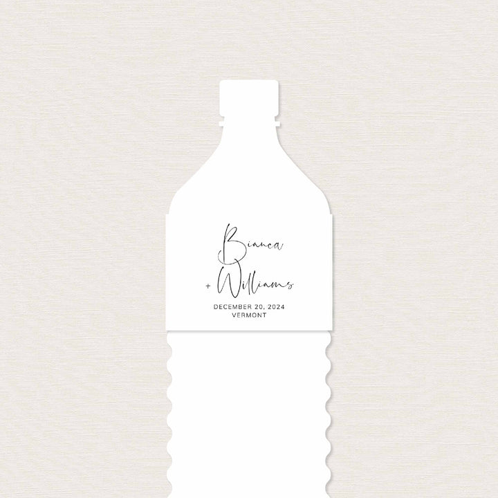 Modern Minimal Wedding Water Bottle Label Printable