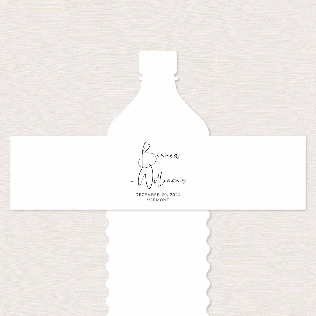 Modern Minimal Wedding Water Bottle Label Printable