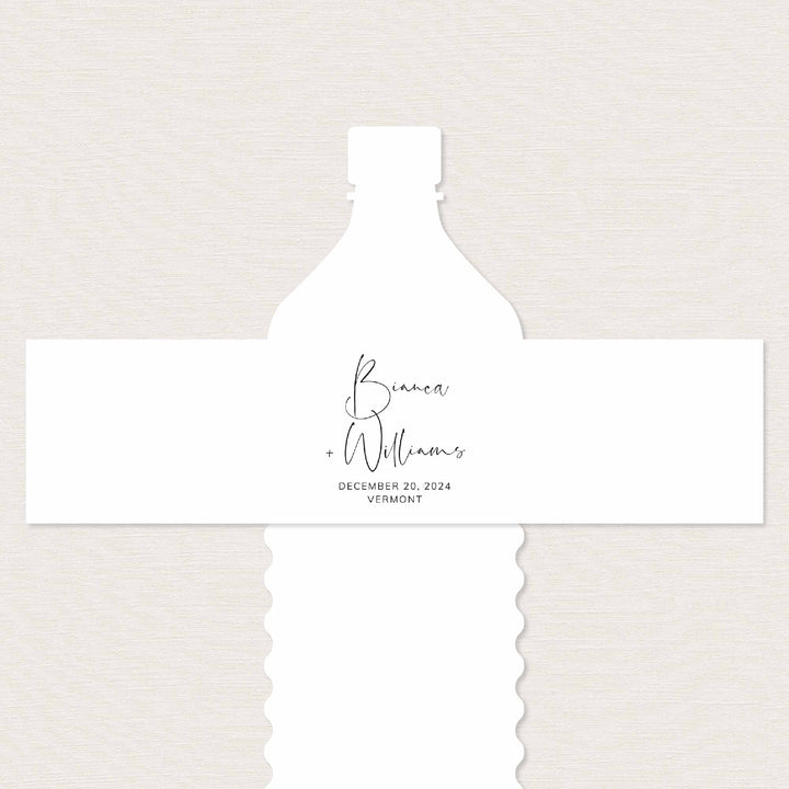 Modern Minimal Wedding Water Bottle Label Printable