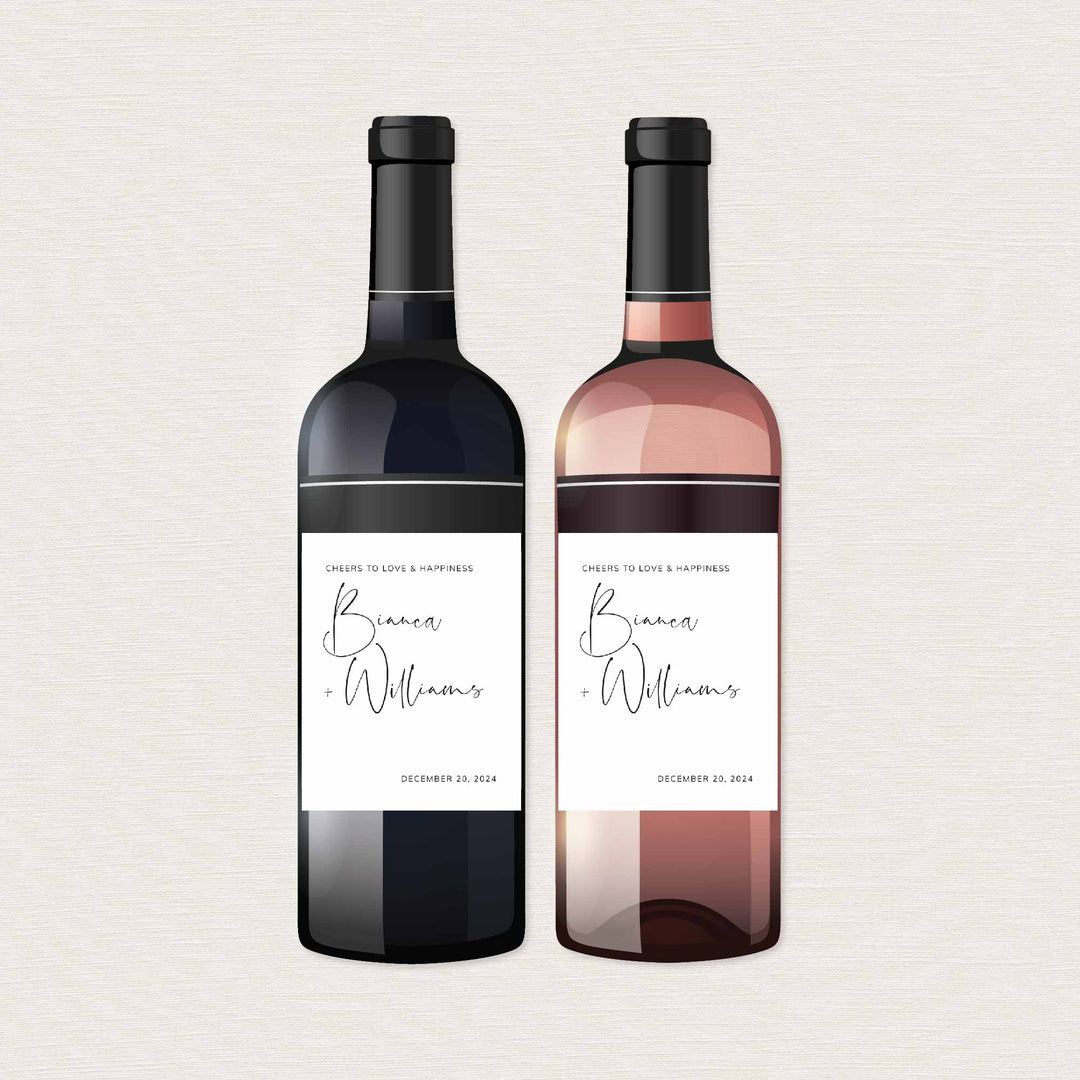 Modern Minimal Wedding Wine and Champagne Label Printable