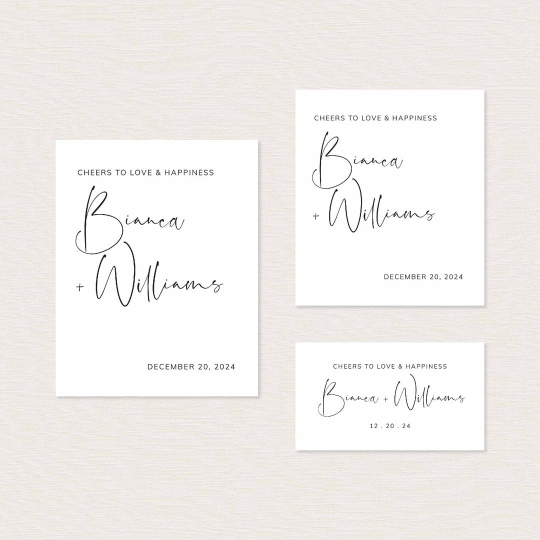 Modern Minimal Wedding Wine and Champagne Label Printable