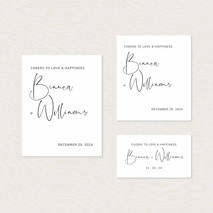 Modern Minimal Wedding Wine and Champagne Label Printable