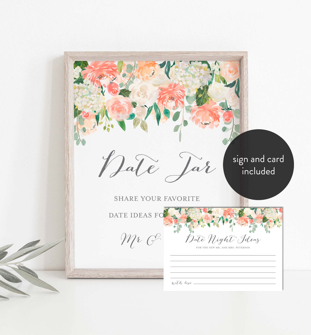 Peach and Cream Wedding Date Night Ideas Printable