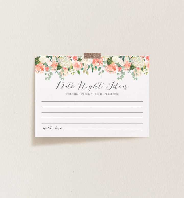 Peach and Cream Wedding Date Night Ideas Printable