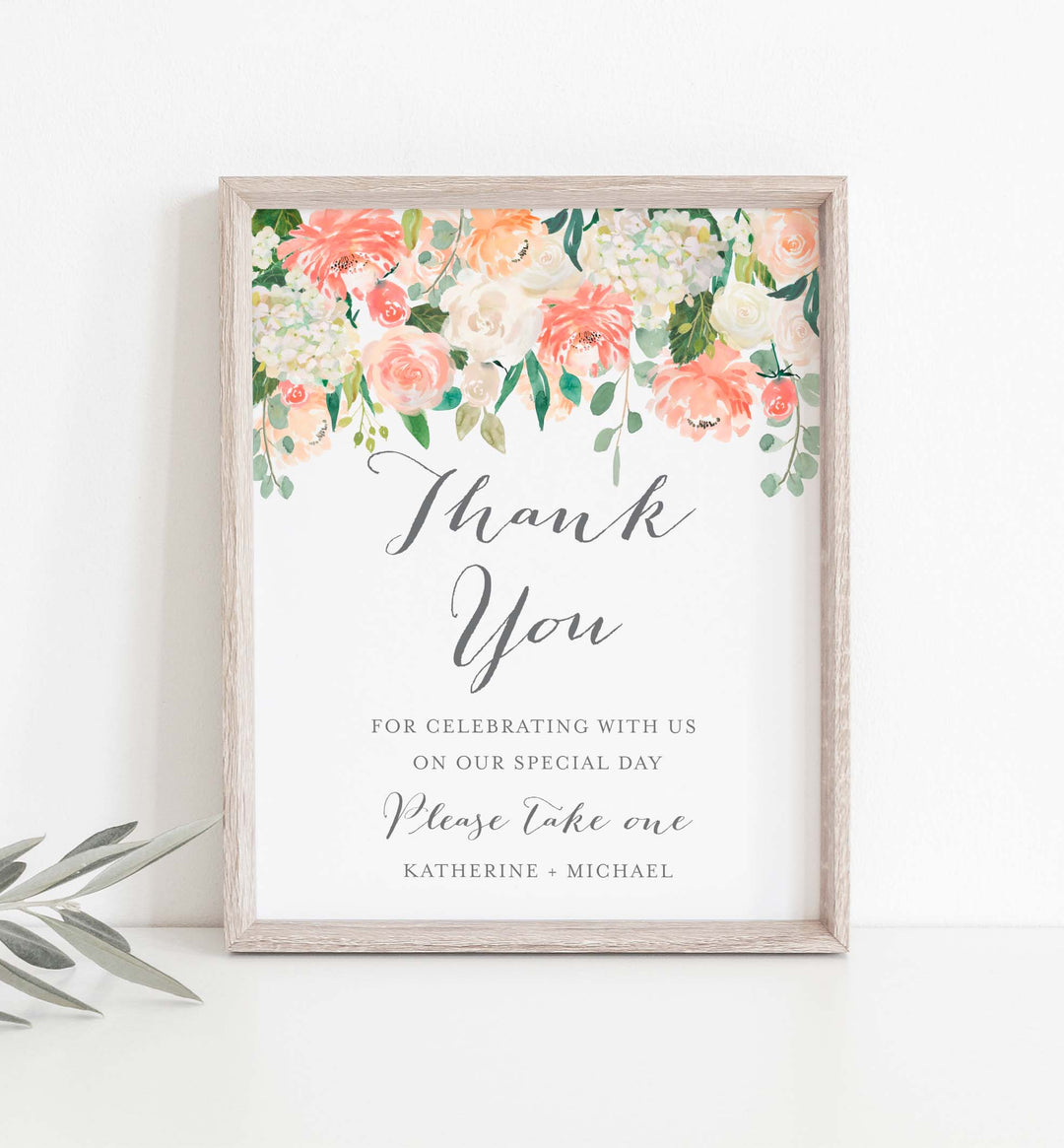 Peach and Cream Wedding Favours Sign Printable