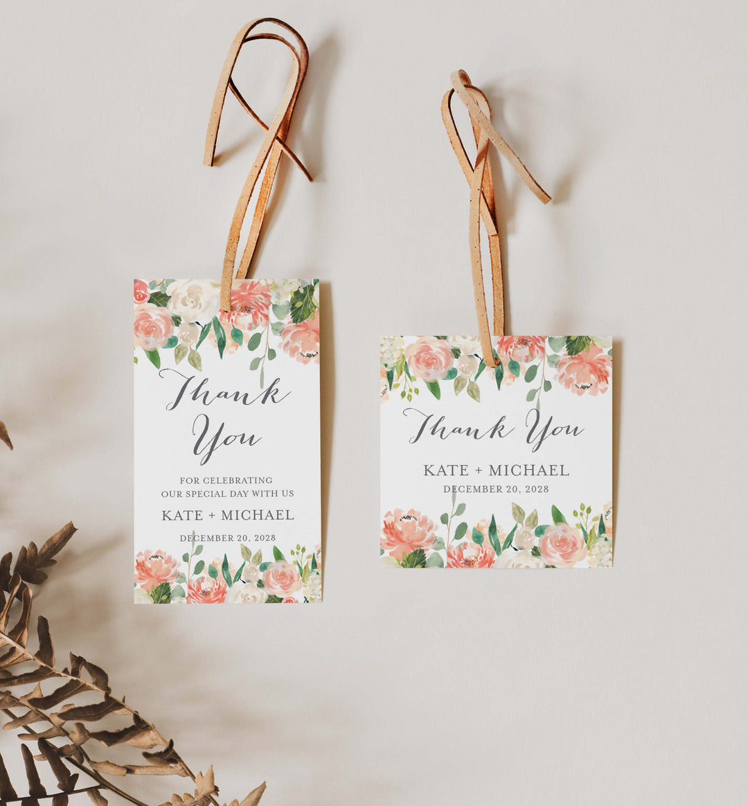 Peach and Cream Wedding Favour Tag Printable