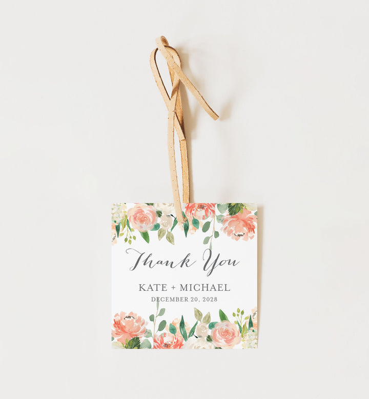 Peach and Cream Wedding Favour Tag Printable