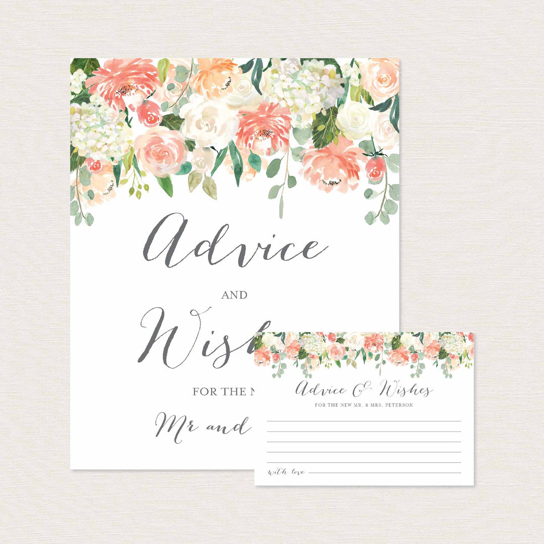 Peach and Cream Wedding Advice and Wishes Printable