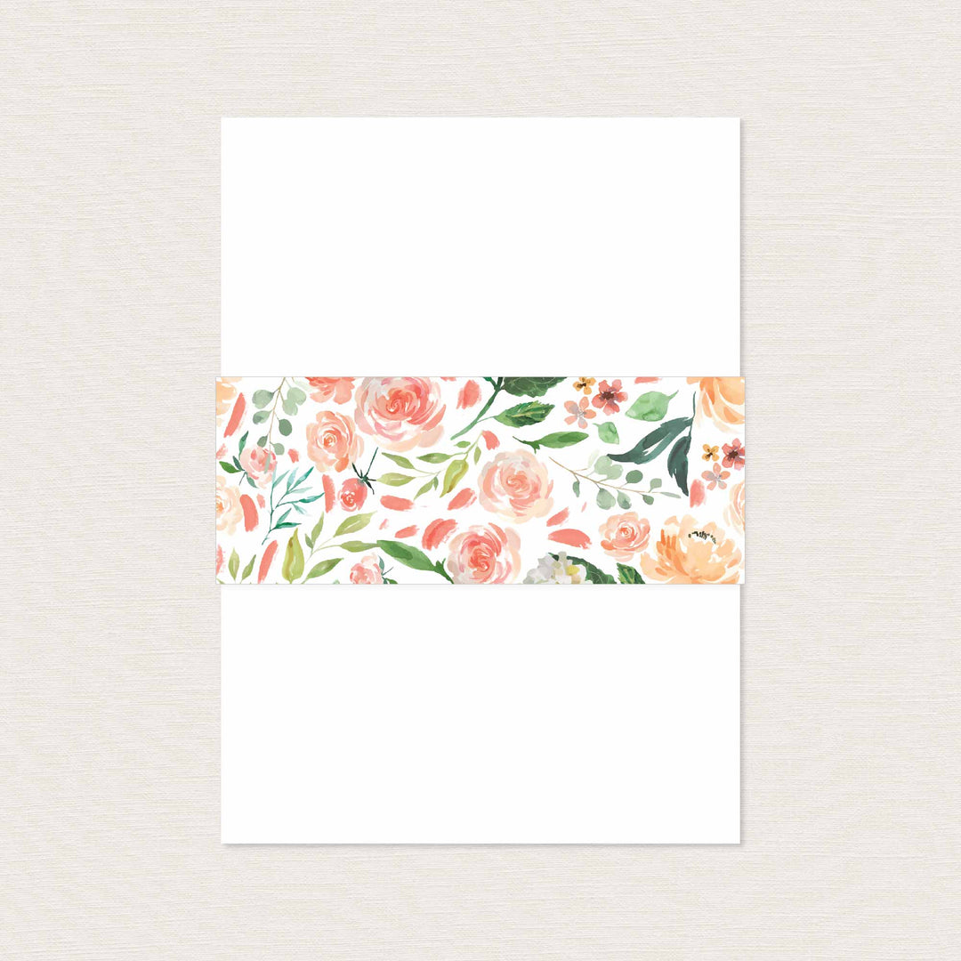 Peach and Cream Wedding Belly Band Printable