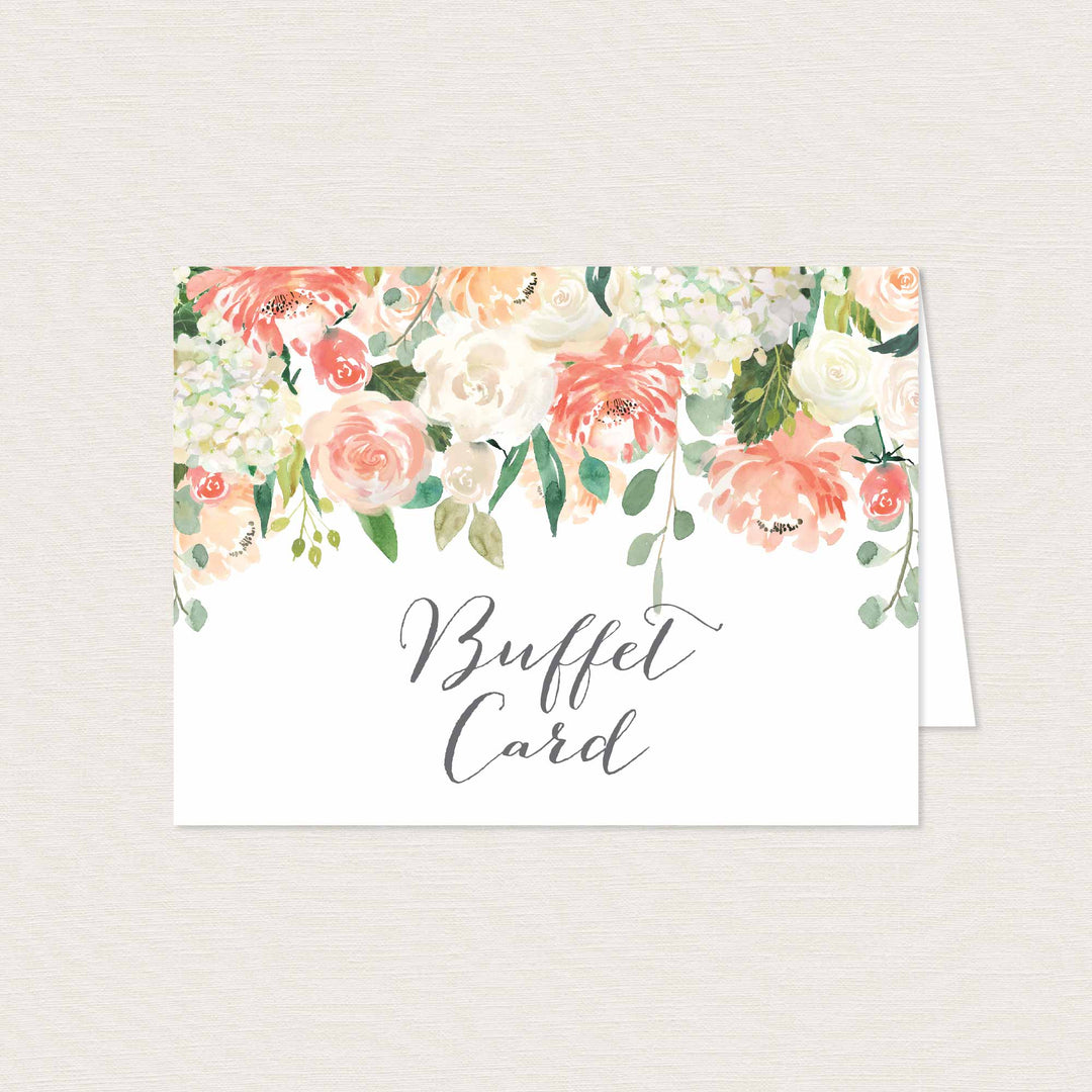 Peach and Cream Wedding Buffet Card Printable