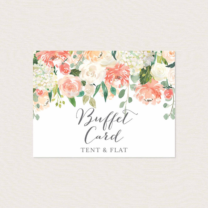 Peach and Cream Wedding Buffet Card Printable