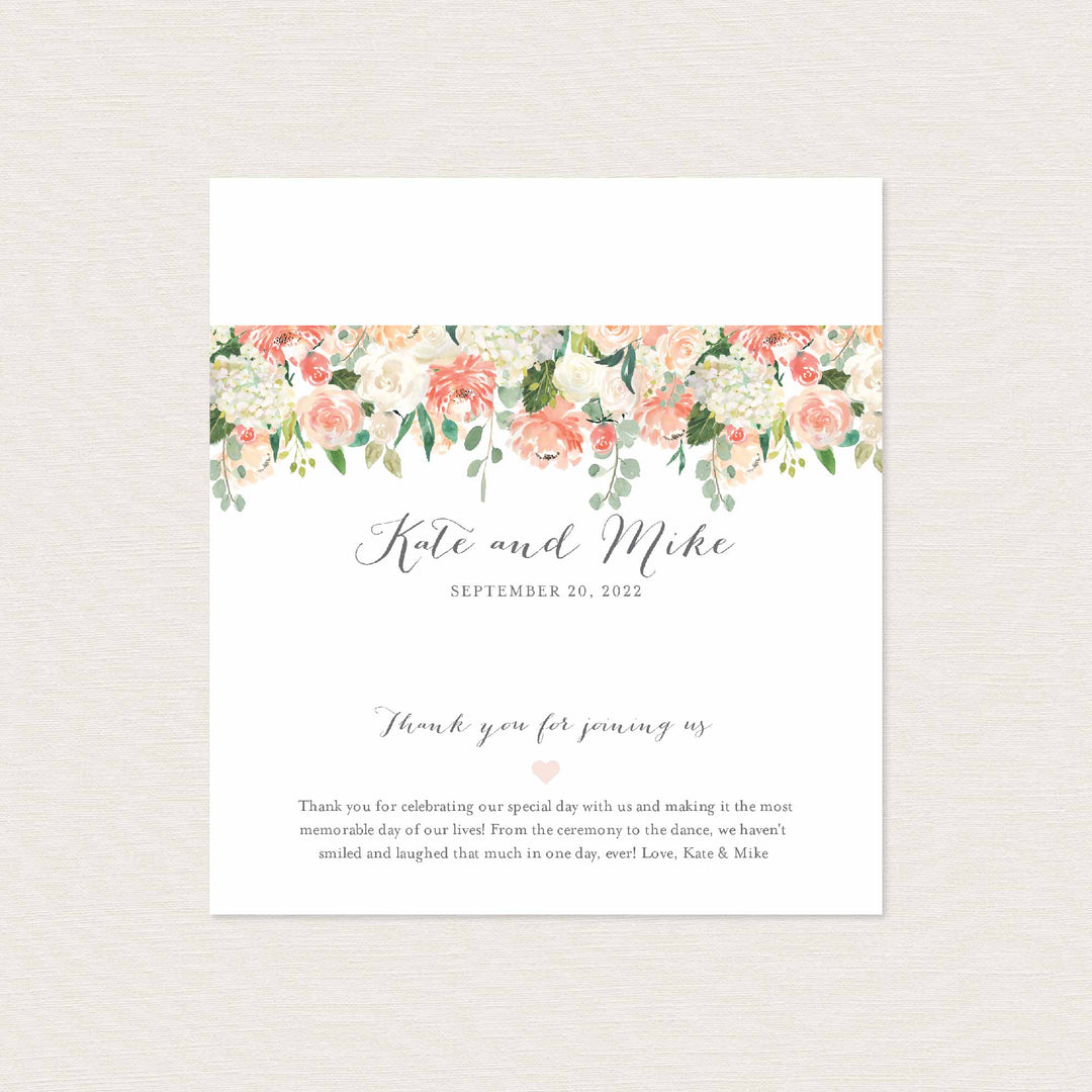 Peach and Cream Wedding Chocolate Bar Wrapper Printable