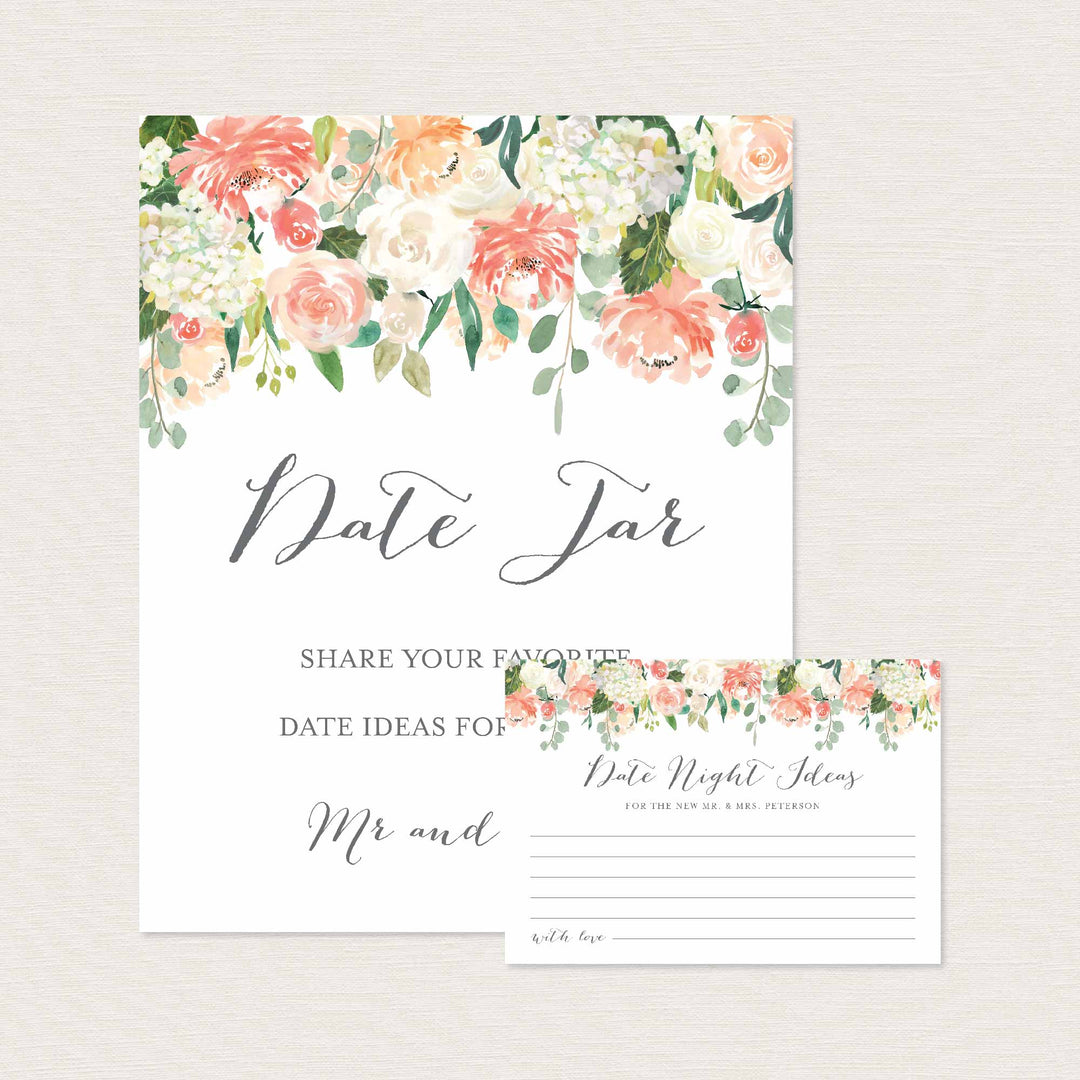 Peach and Cream Wedding Date Night Ideas Printable