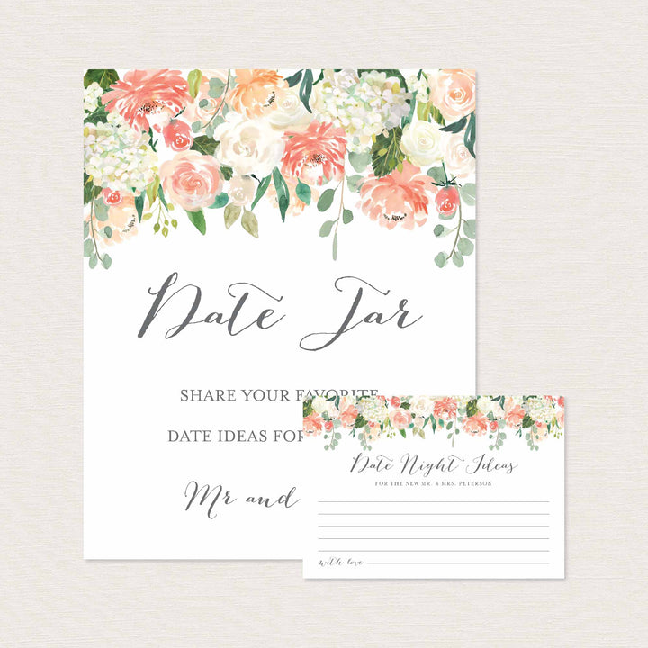 Peach and Cream Wedding Date Night Ideas Printable