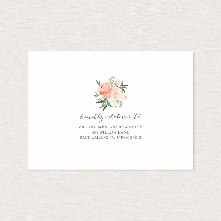 Peach and Cream Wedding Envelope Addressing Printable