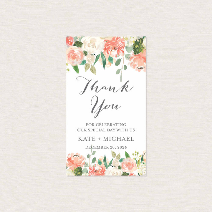 Peach and Cream Wedding Favour Tag Printable