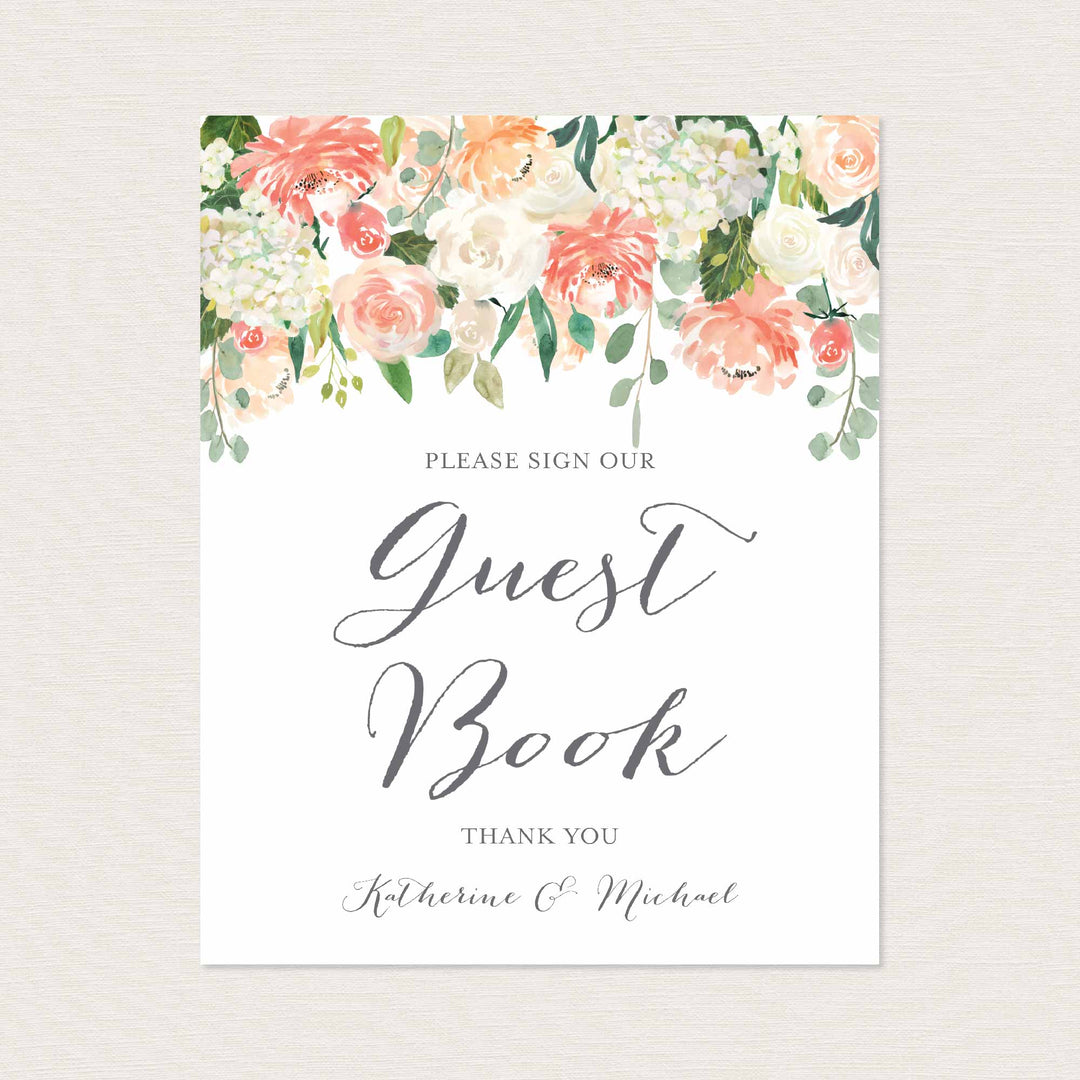 Peach and Cream Wedding Guestbook Sign Printable