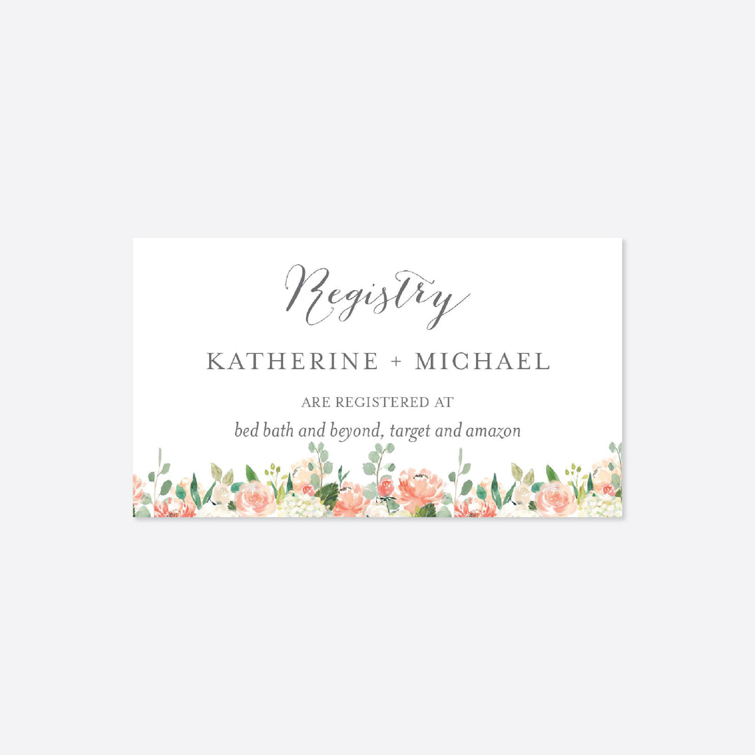 Peach and Cream Wedding Registry Card Printable