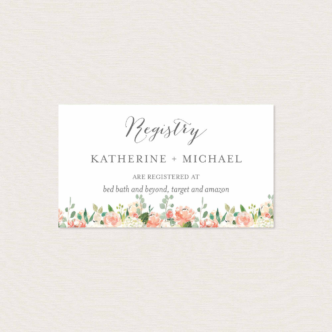 Peach and Cream Wedding Registry Card Printable