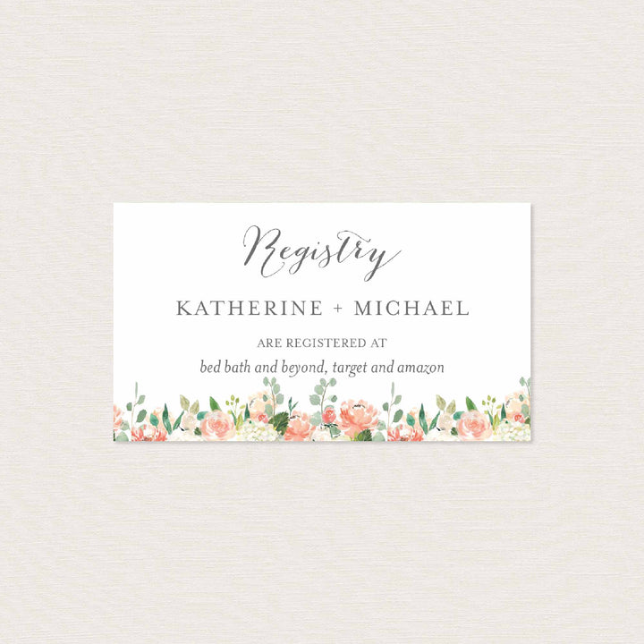 Peach and Cream Wedding Registry Card Printable