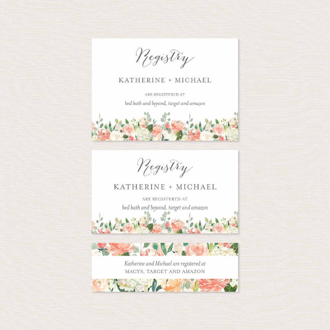 Peach and Cream Wedding Registry Card Printable