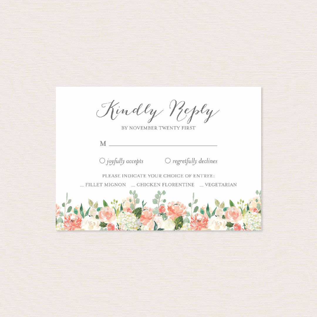 Peach and Cream Wedding RSVP Card Printable