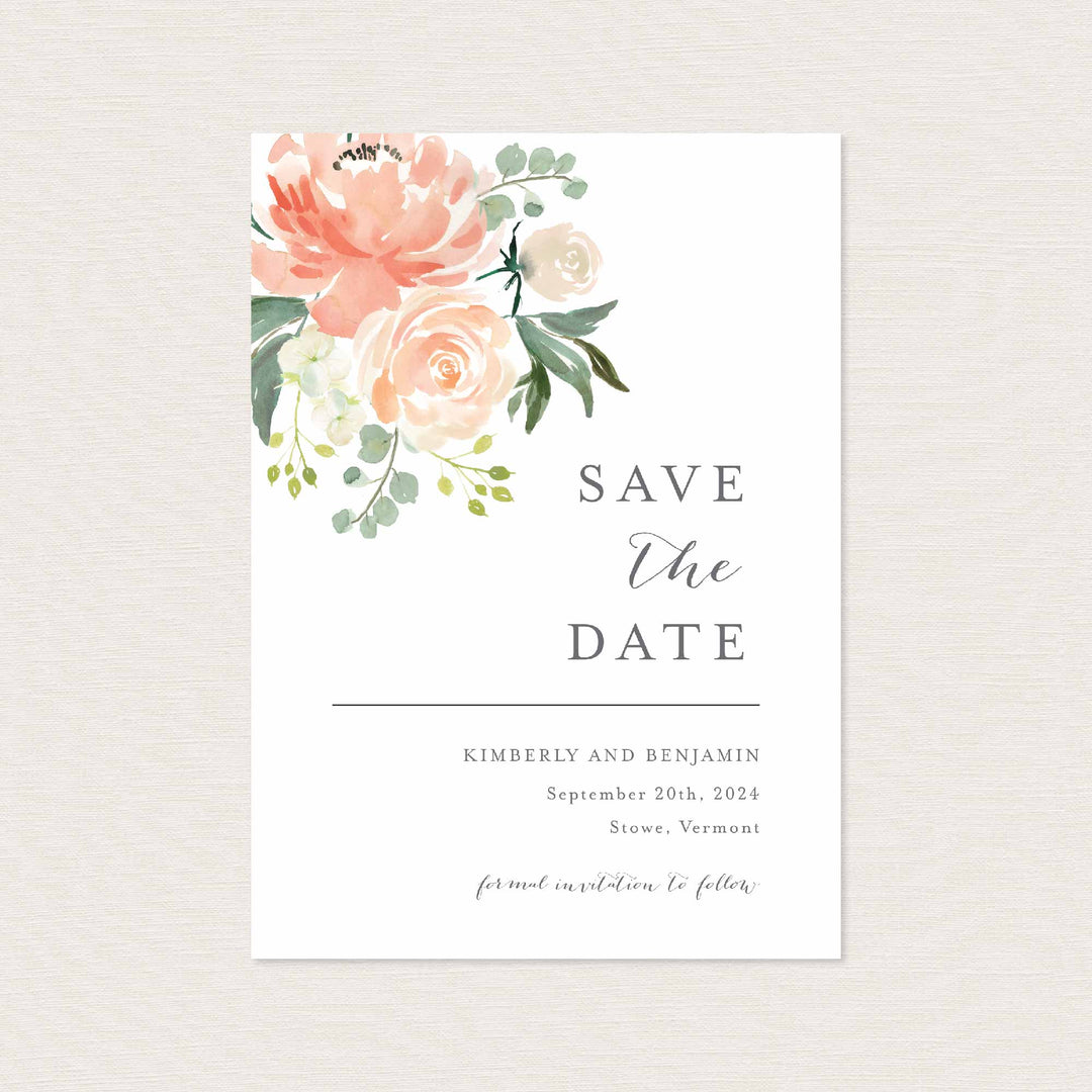 Peach and Cream Wedding Save The Date Card Printable