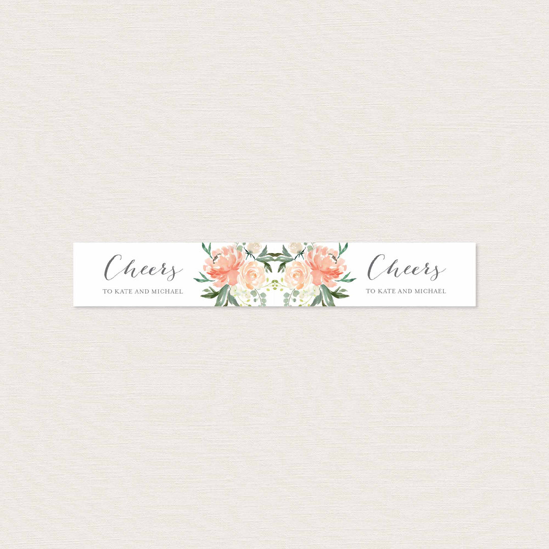 Peach and Cream Wedding Straw Flag Printable