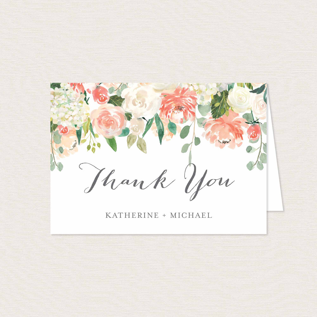 Peach and Cream Wedding Thank You Card Printable