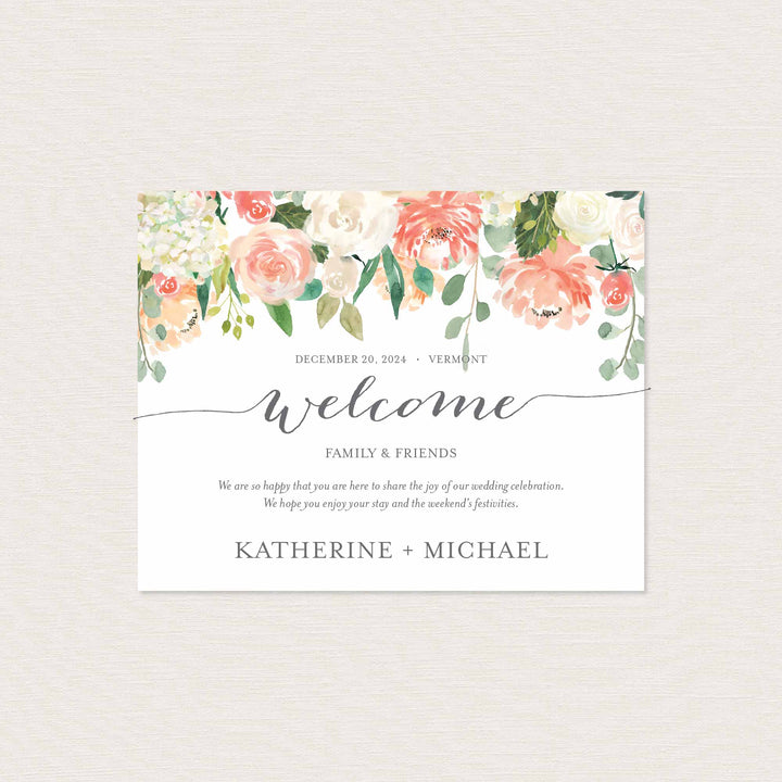 Peach and Cream Wedding Welcome Bag Label Printable