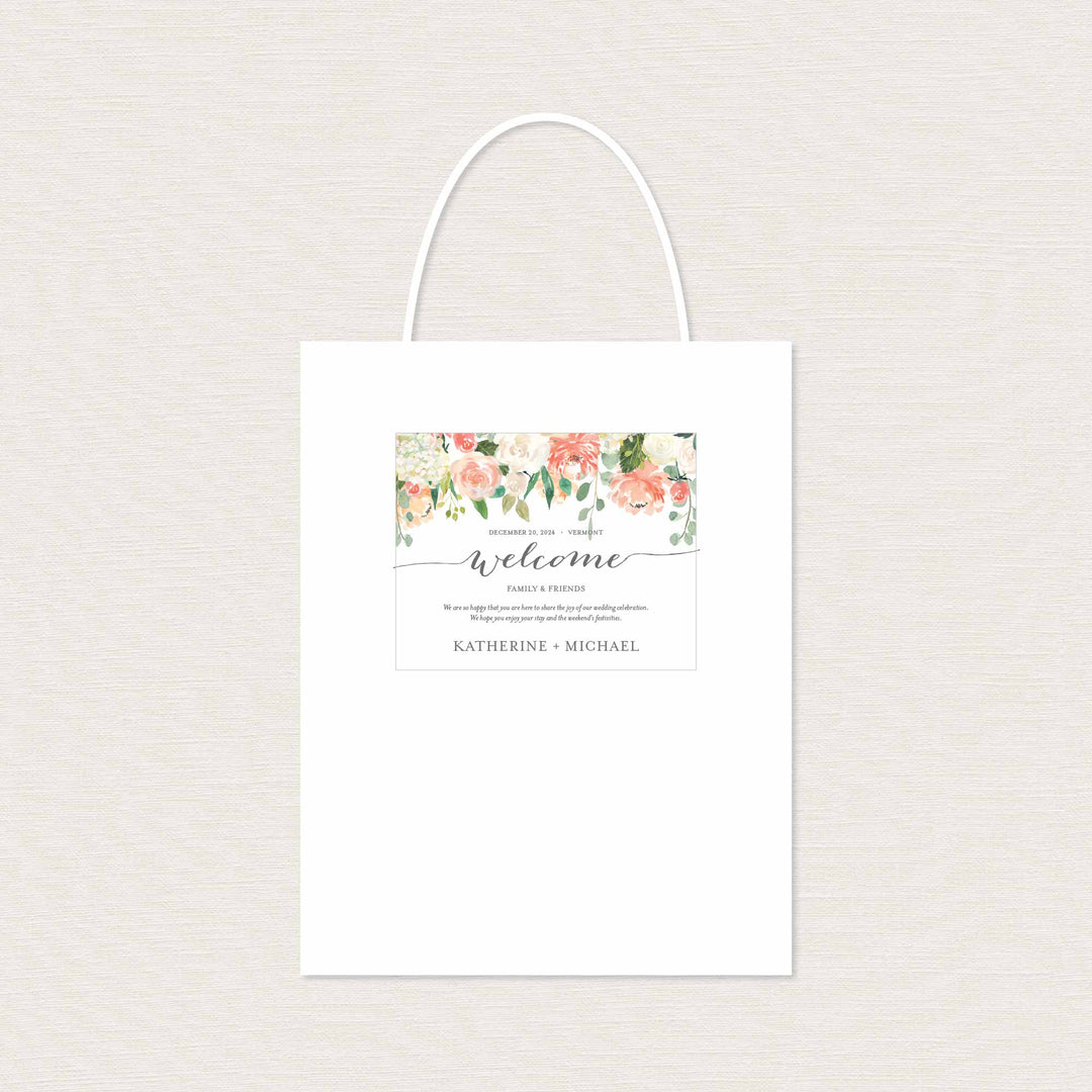 Peach and Cream Wedding Welcome Bag Label Printable