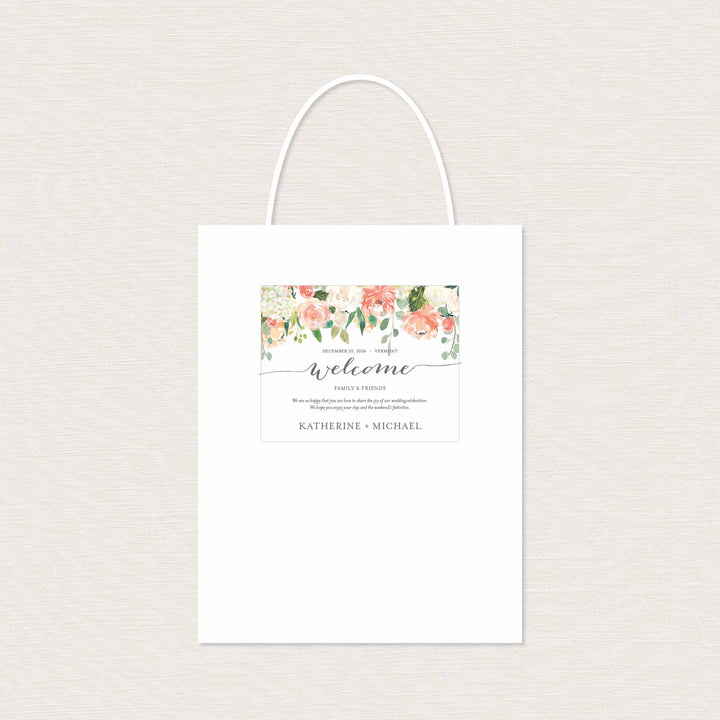 Peach and Cream Wedding Welcome Bag Label Printable