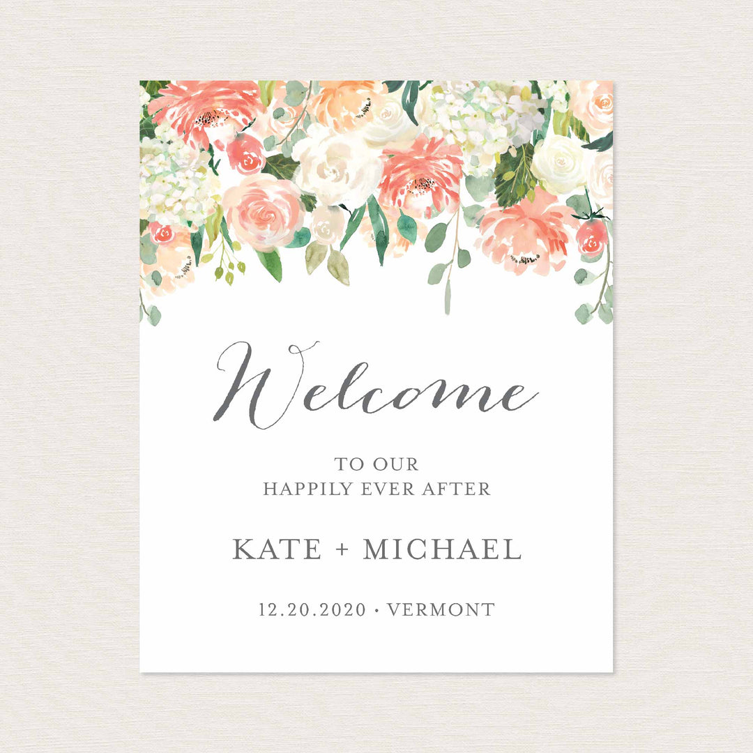 Peach and Cream Wedding Welcome Sign Printable