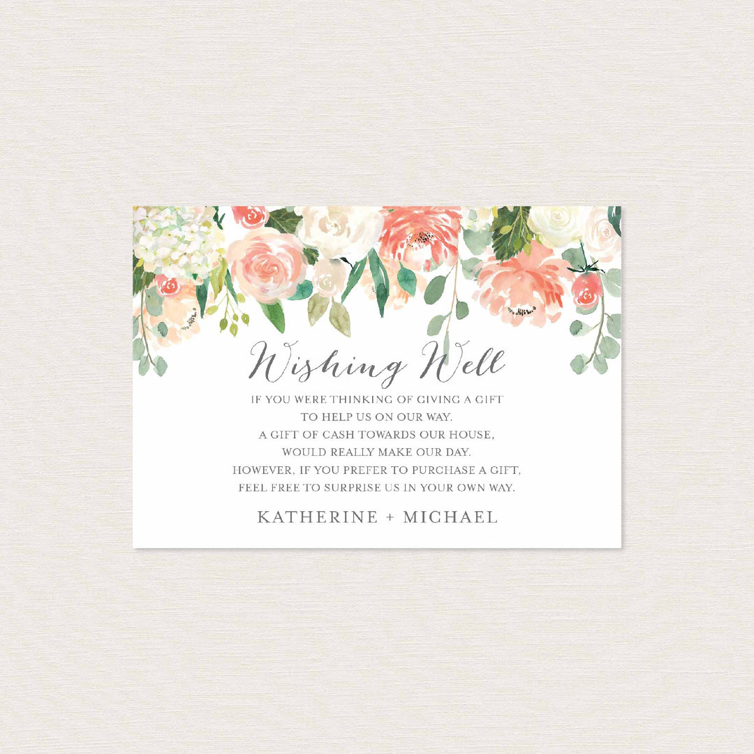 Peach and Cream Wedding Wishing Well Card Printable