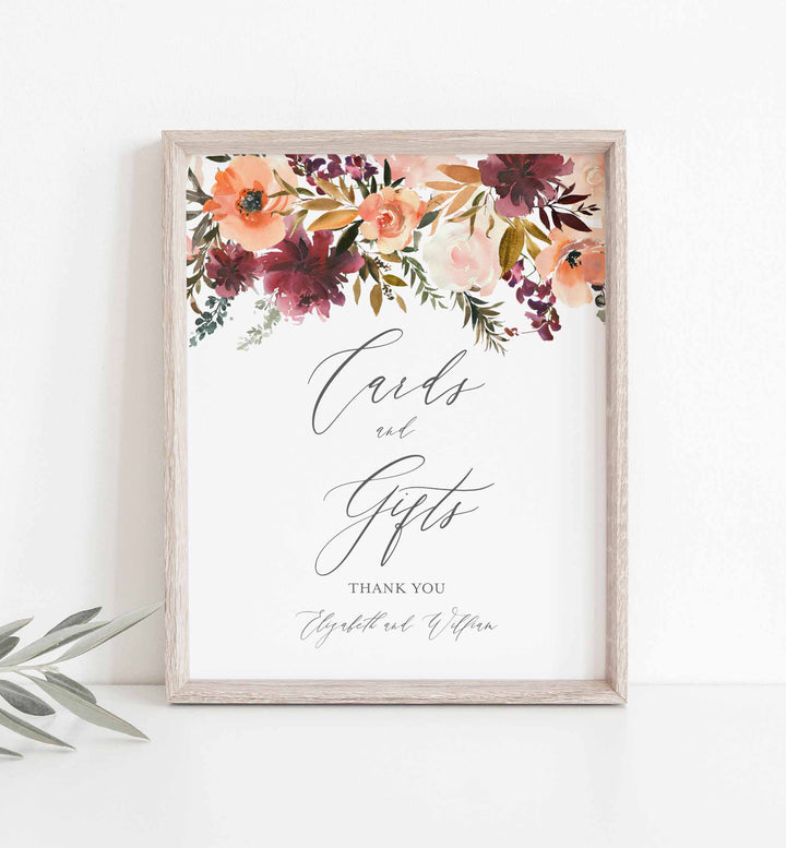 Romance Blush Wedding Cards and Gifts Sign Printable