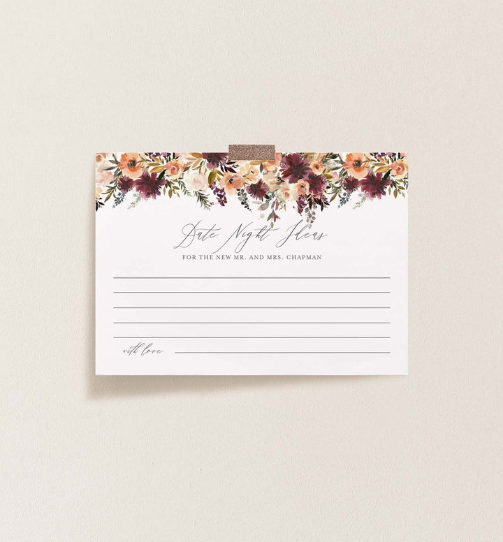Romance Blush Wedding Date Night Ideas Printable