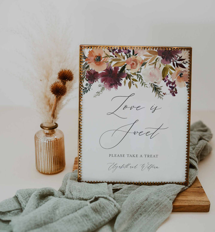 Romance Blush Wedding Love Is Sweet Sign Printable