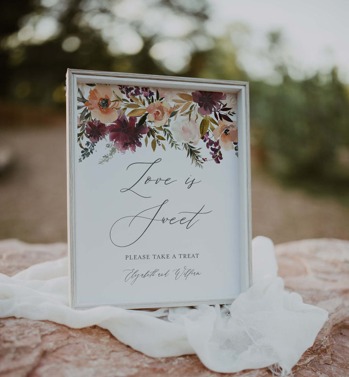 Romance Blush Wedding Love Is Sweet Sign Printable