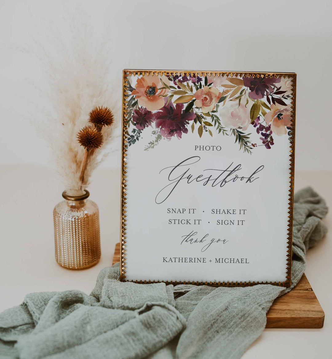 Romance Blush Wedding Photo Guestbook Sign Printable
