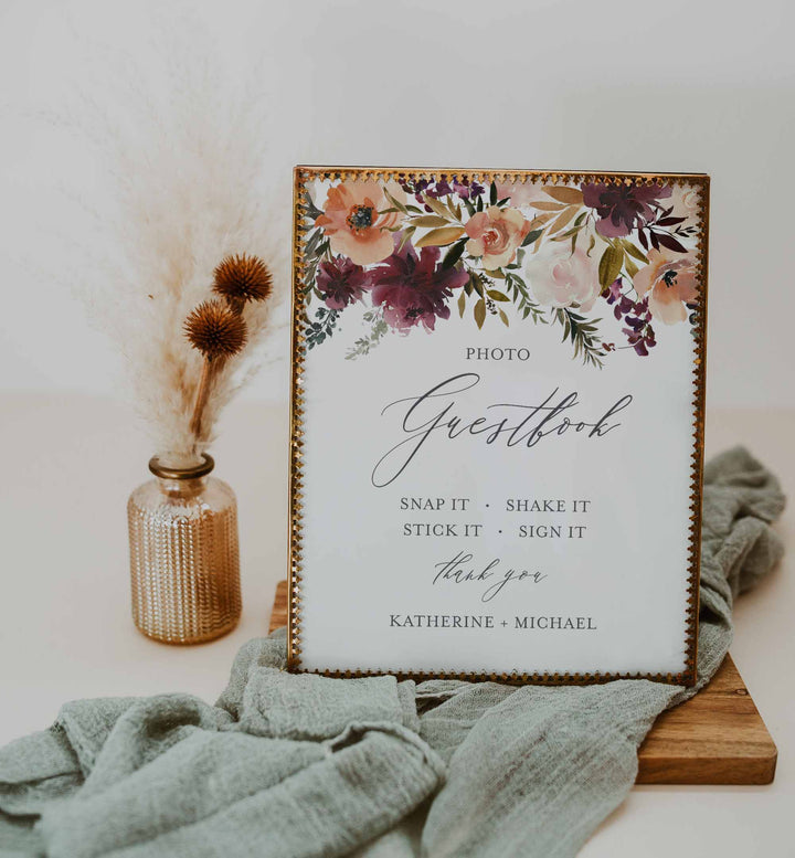 Romance Blush Wedding Photo Guestbook Sign Printable